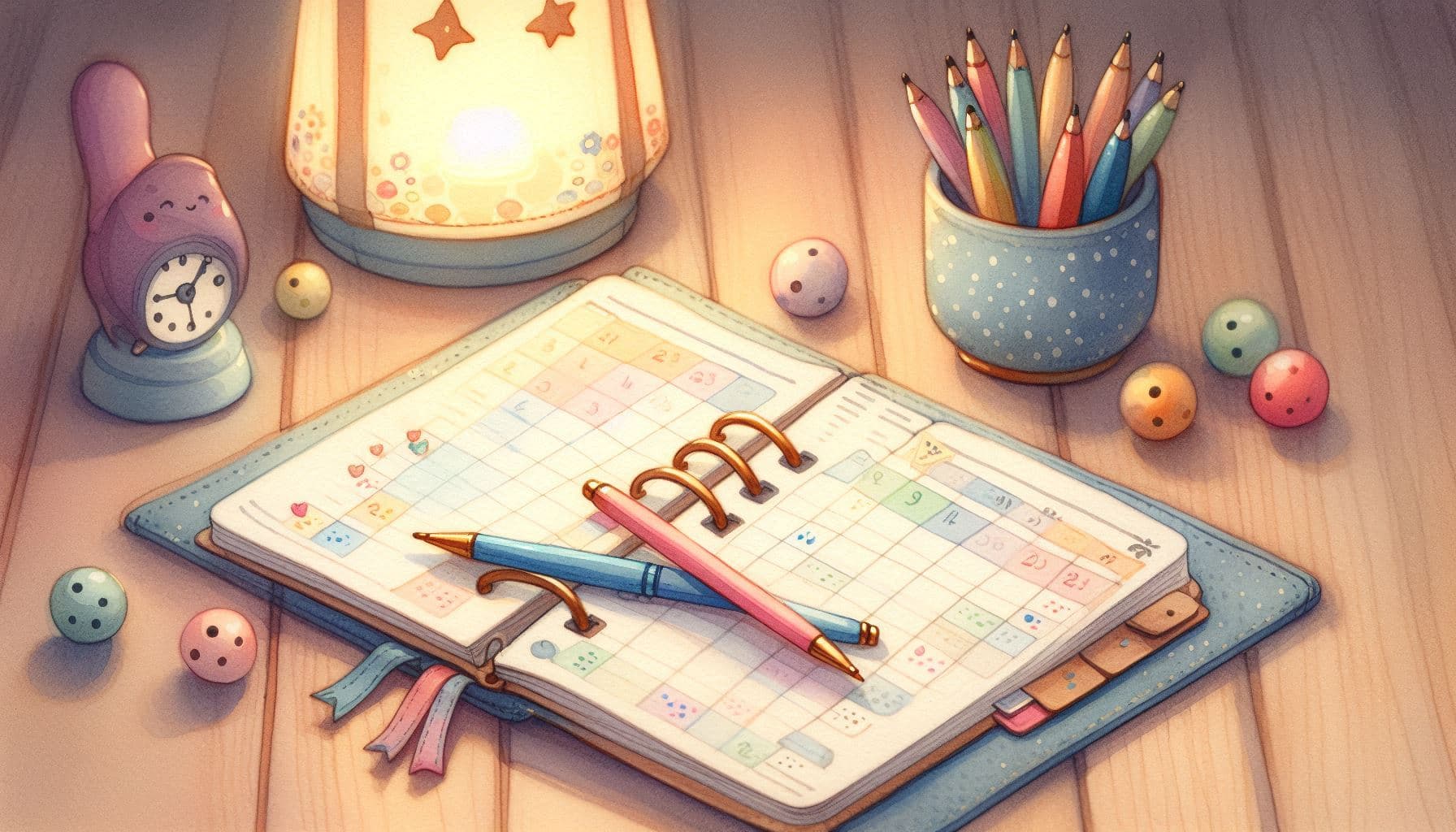 일정표 위의 두 개의 동그라미